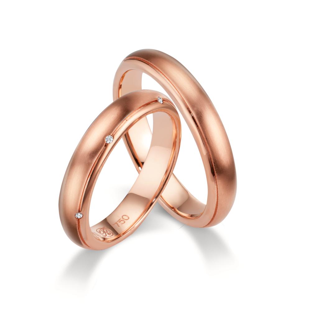 Partnerring 750/18 K roséguld diamant vit, 0.03 ct, 6 stenar, tw-vsi