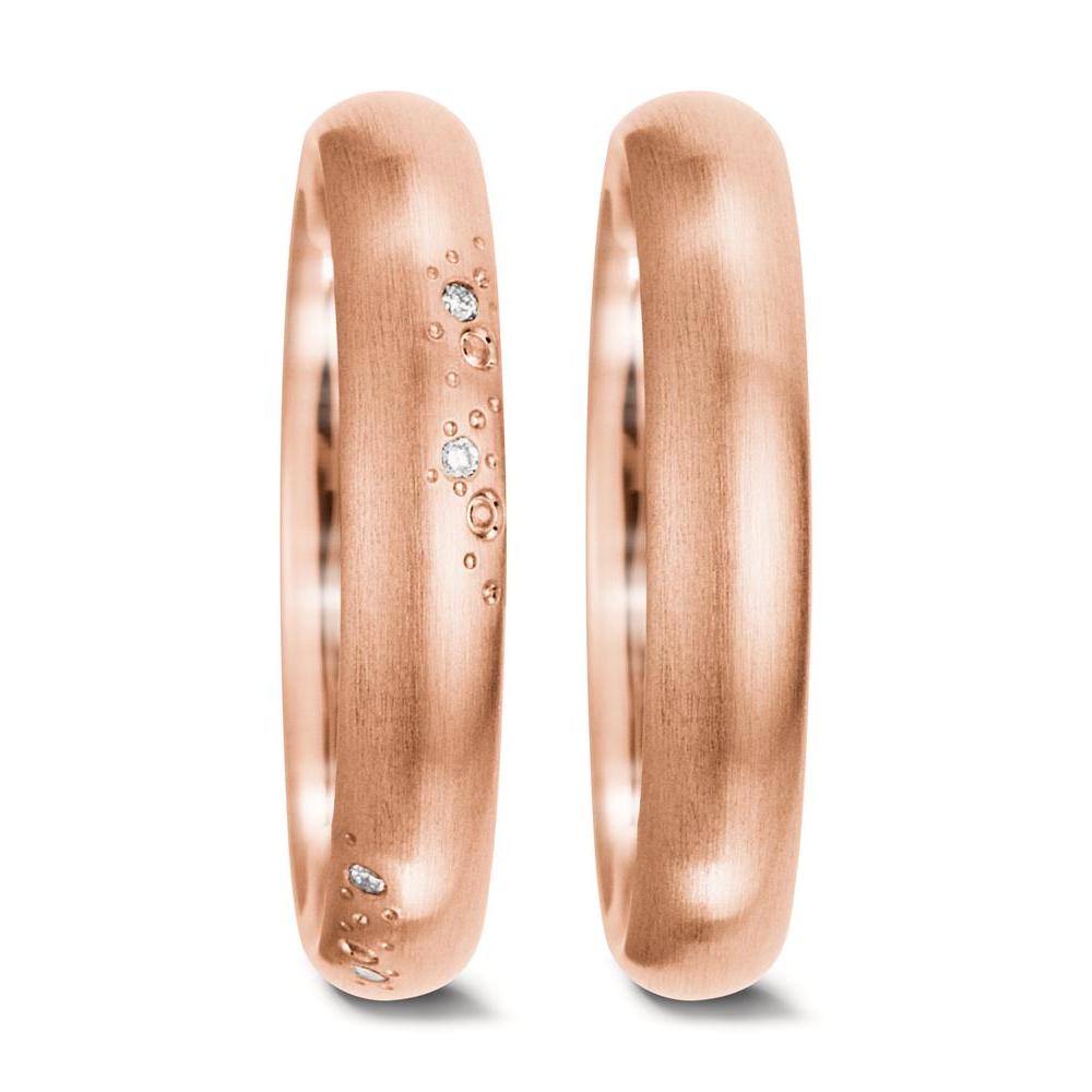 Partnerring 750/18 K roséguld diamant vit, 0.045 ct, 9 stenar, tw-vsi