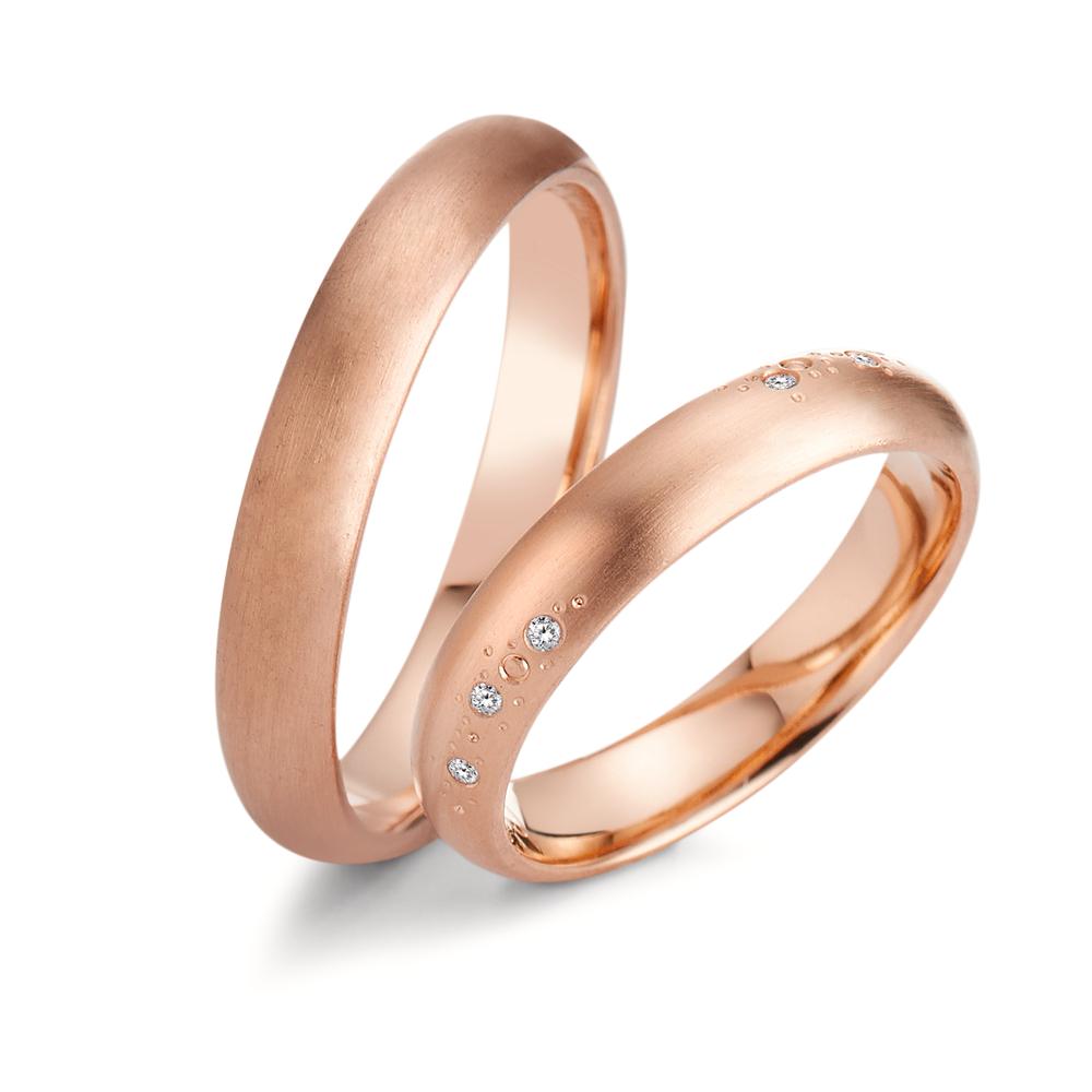 Partnerring 750/18 K roséguld diamant vit, 0.045 ct, 9 stenar, tw-vsi