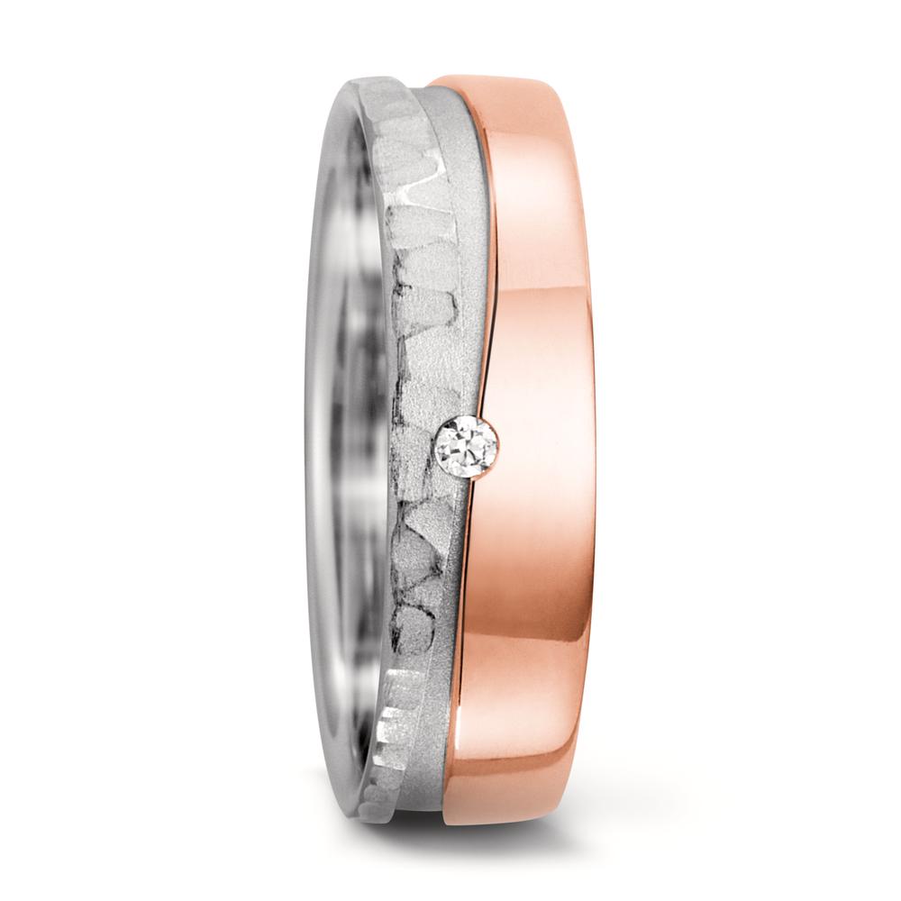 Partnerring 750/18 K vitguld, 750/18 K roséguld diamant 0.02 ct, tw-si