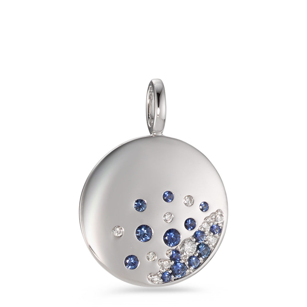 Hängsmycke 750/18 K vitguld safir 14 stenar, diamant 0.10 ct, 10 stenar, w-si