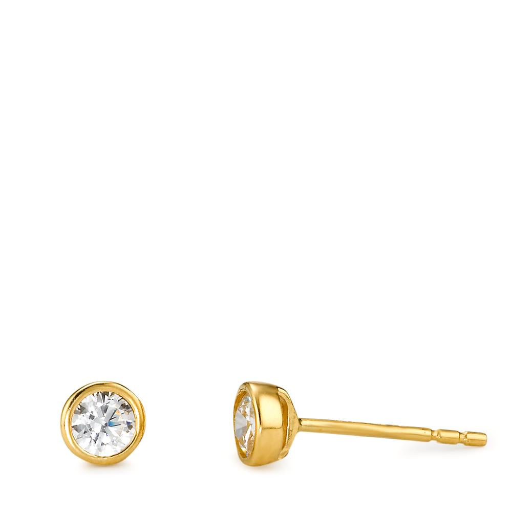 Örhängen med knoppar 750/18 K gult guld Zirkoniumoxid 2 stenar Ø4.5 mm