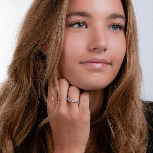 Finger ring Silver Zirkoniumoxid rodiumpläterad