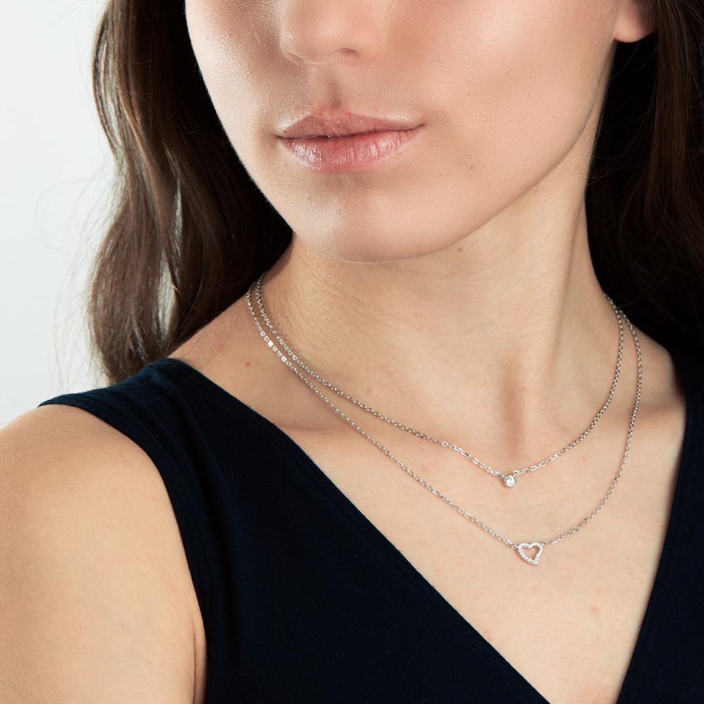 Collier Silver rodiumpläterad Hjärta 40-45 cm