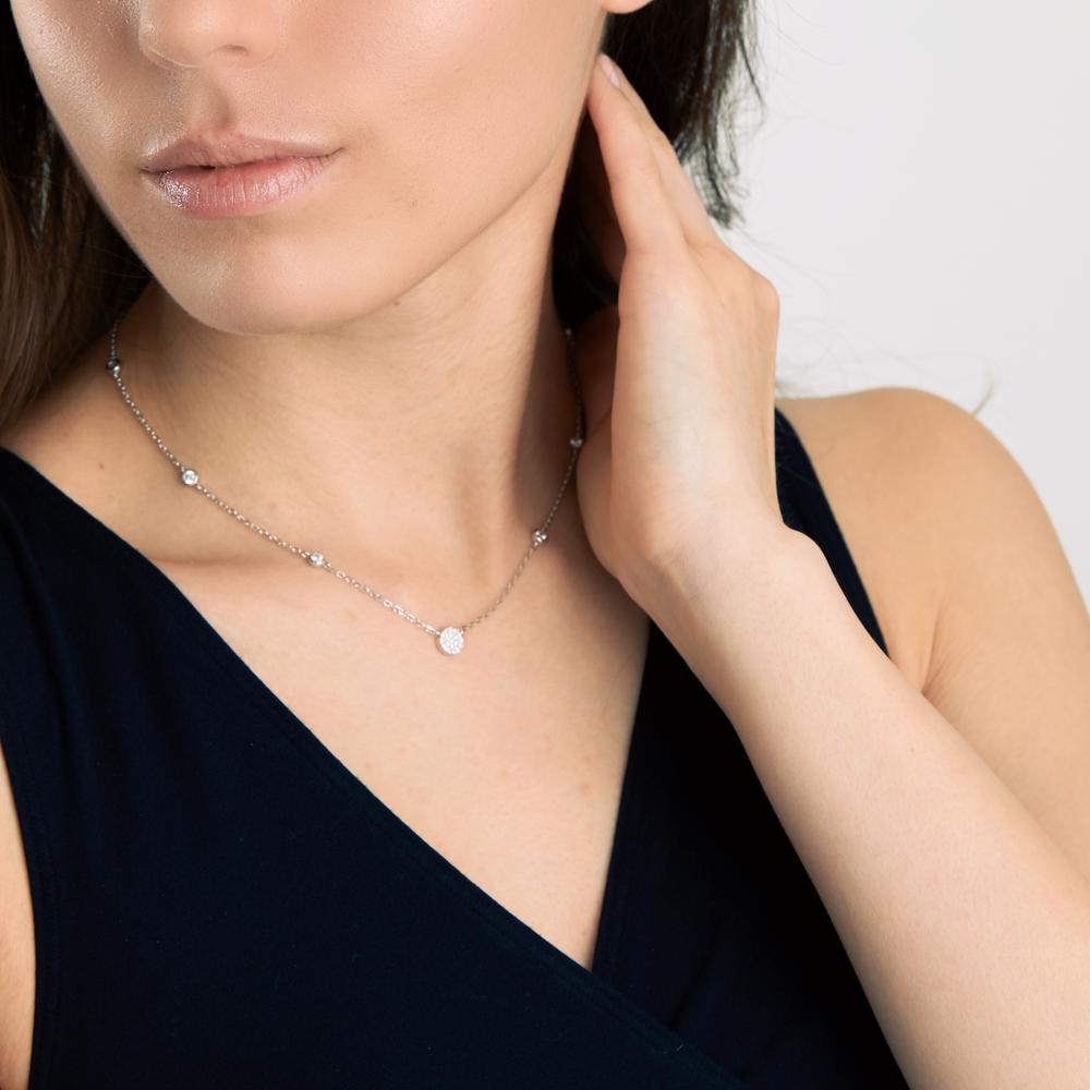 Collier Silver Zirkoniumoxid rodiumpläterad 40-45 cm
