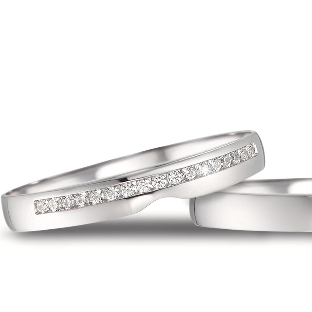 Partnerring 750/18 K vitguld diamant 0.085 ct, 17 stenar, tw-vsi