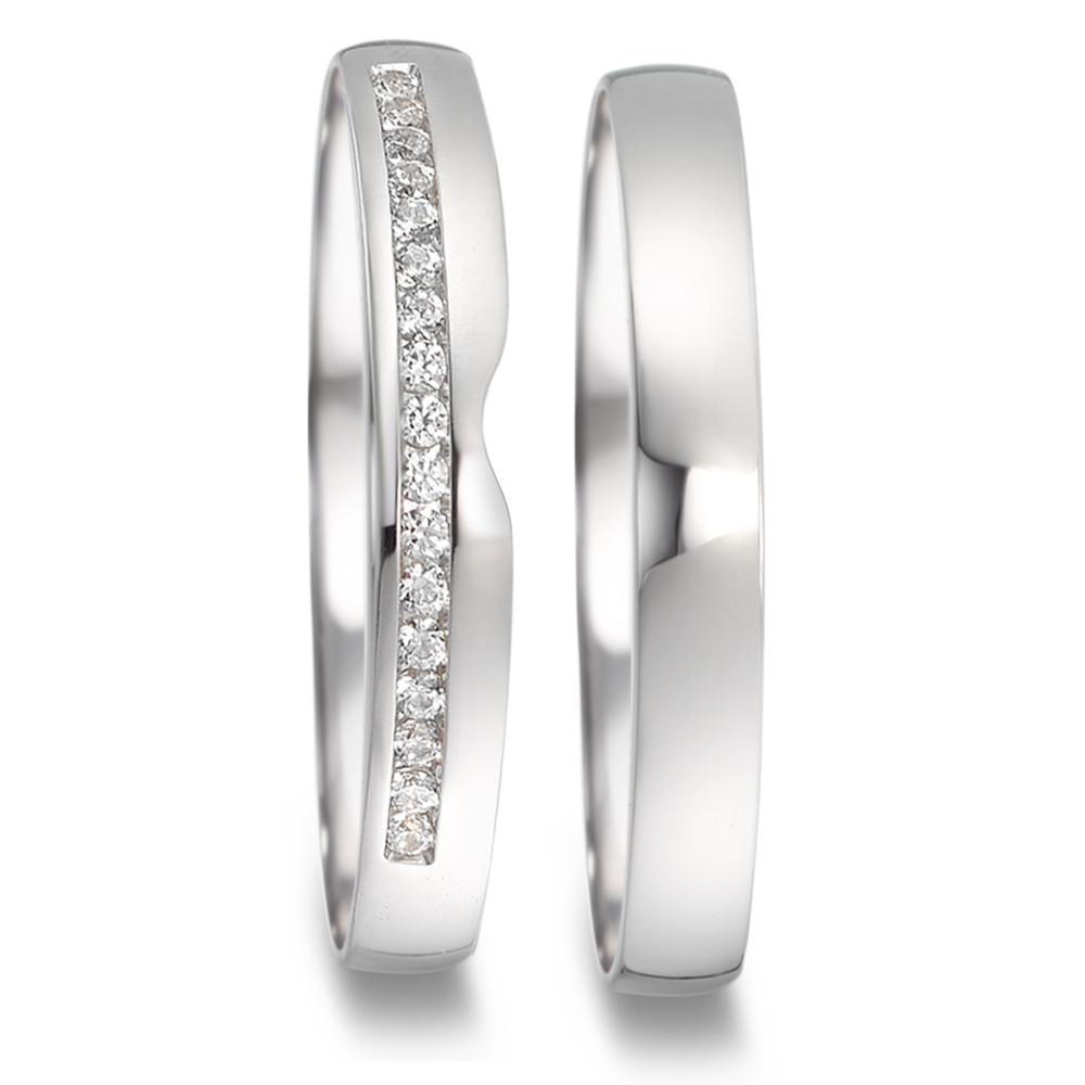 Partnerring 750/18 K vitguld diamant 0.085 ct, 17 stenar, tw-vsi