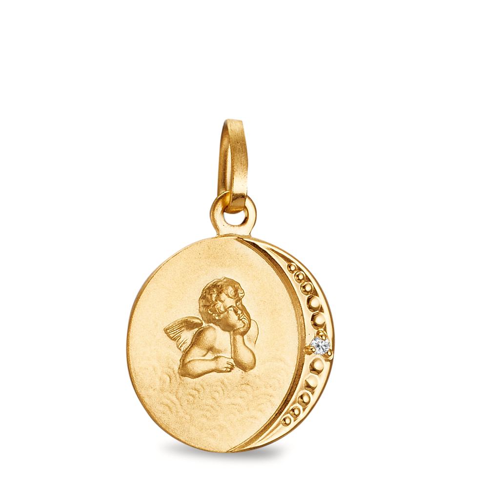 Hängsmycke 375/9 K gult guld diamant 0.005 ct, w-pi1 Skyddsängel Ø12 mm