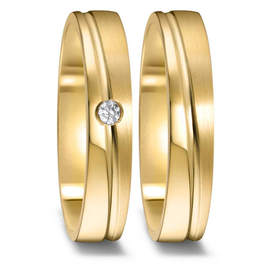 Partnerring 750/18 K gult guld diamant 0.03 ct, w-si