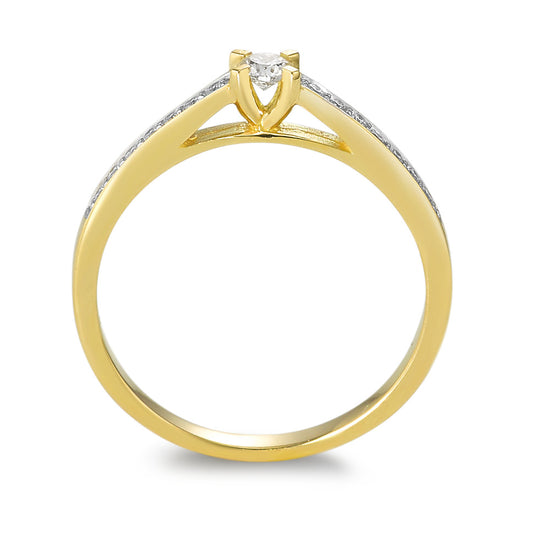 Finger ring 750/18 K gult guld diamant 0.17 ct, 15 stenar, w-si