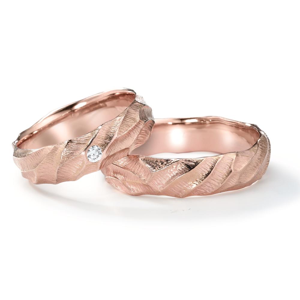 Partnerring 750/18 K rött guld diamant 0.04 ct, w-si