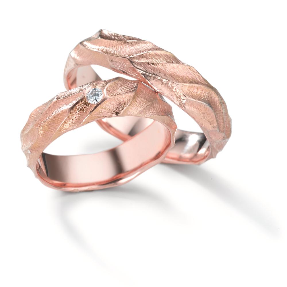 Partnerring 750/18 K rött guld diamant 0.04 ct, w-si