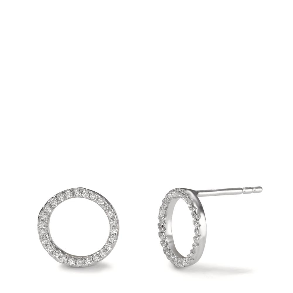 Örhängen med knoppar Silver Zirkoniumoxid rodiumpläterad Ø8 mm