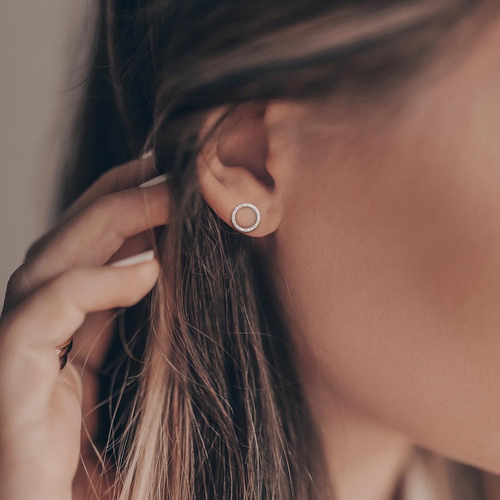 Örhängen med knoppar Silver Zirkoniumoxid rodiumpläterad Ø8 mm