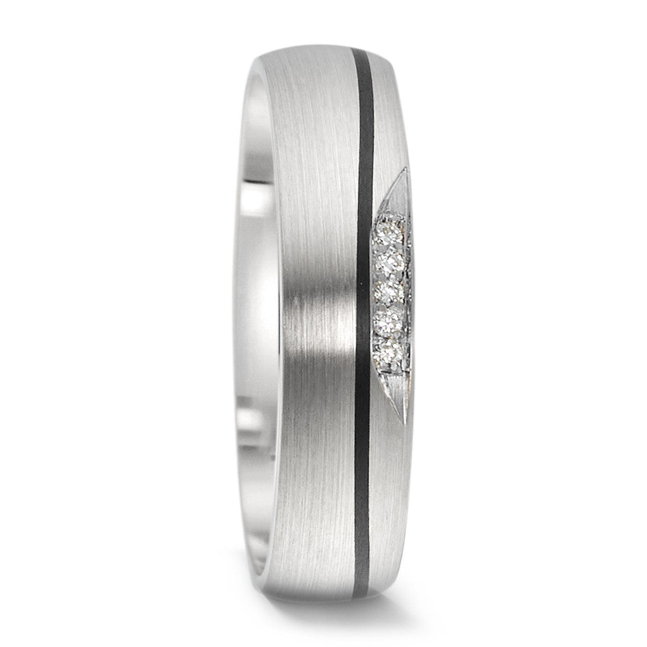 Partnerring 585/14 K vitguld, Kol diamant 0.025 ct, 5 stenar, w-si