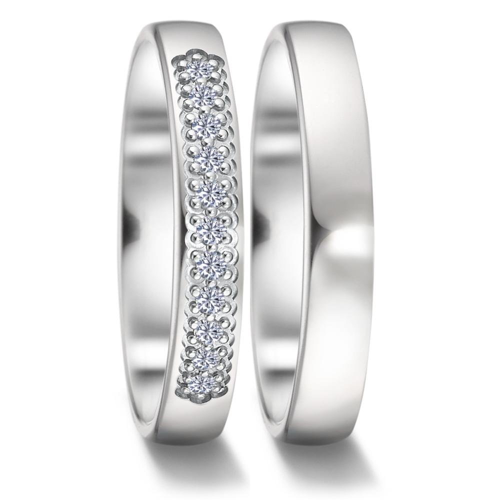 Partnerring 750/18 K vitguld diamant 0.11 ct, 11 stenar, tw-vsi