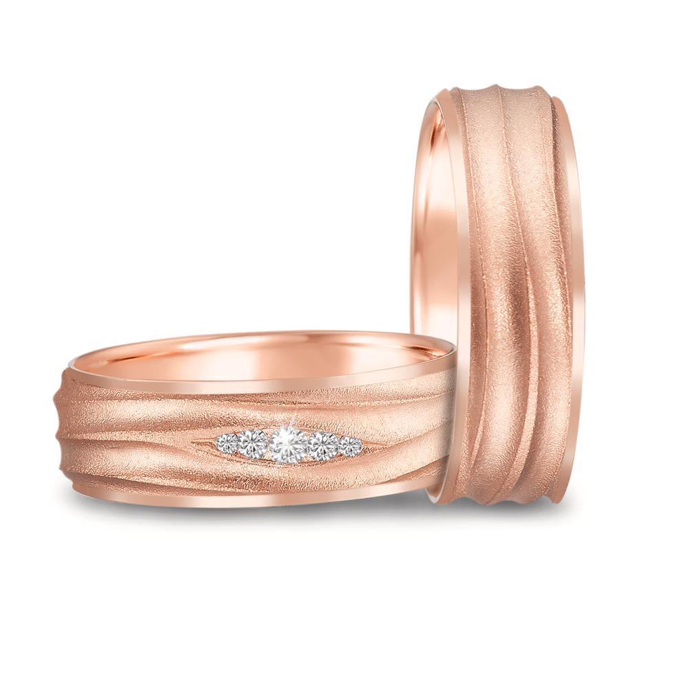 Partnerring 750/18 K rött guld diamant 0.077 ct, 5 stenar, w-si
