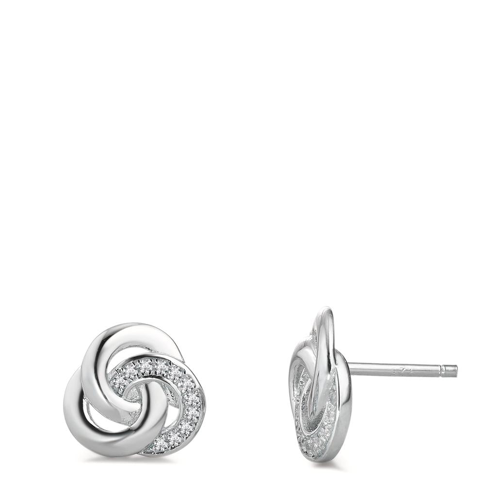 Örhängen med knoppar Silver Zirkoniumoxid rodiumpläterad Ø10 mm