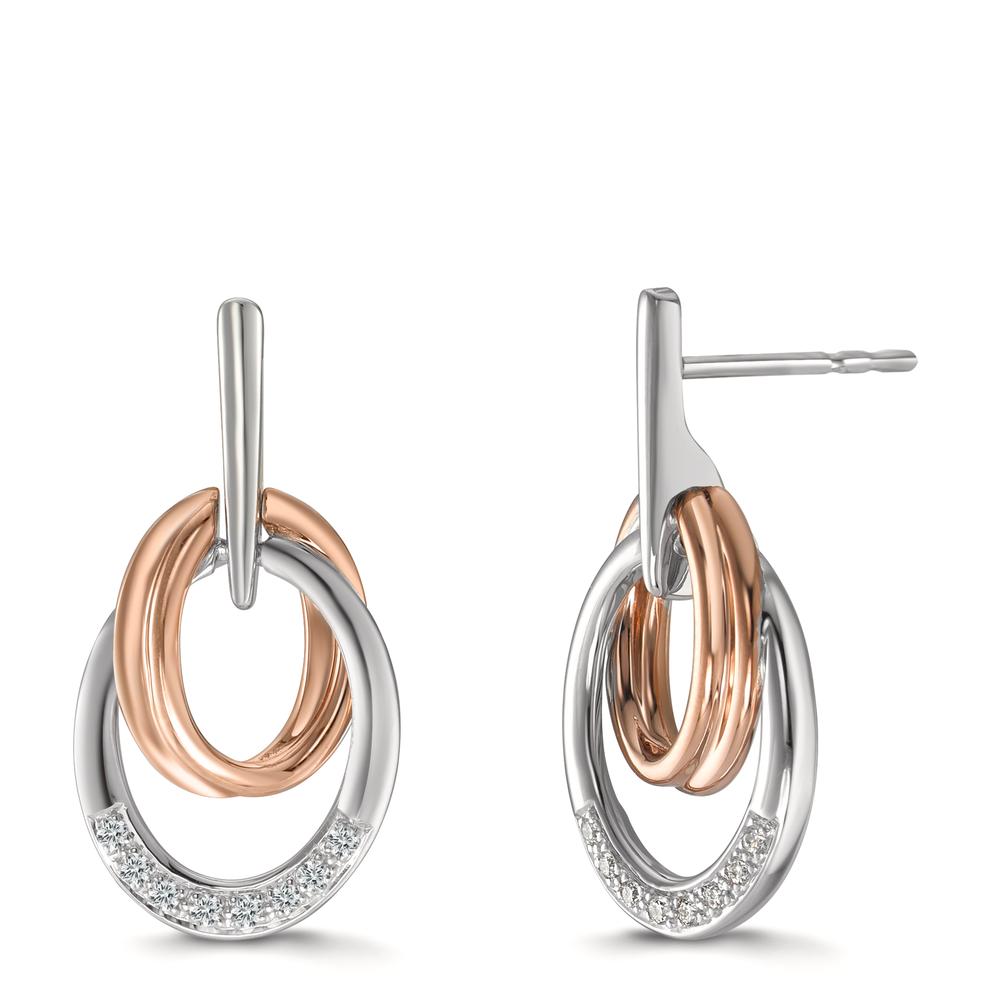 Örhängen 750/18 K vitguld, 750/18 K rött guld diamant 0.08 ct, 16 stenar, w-si