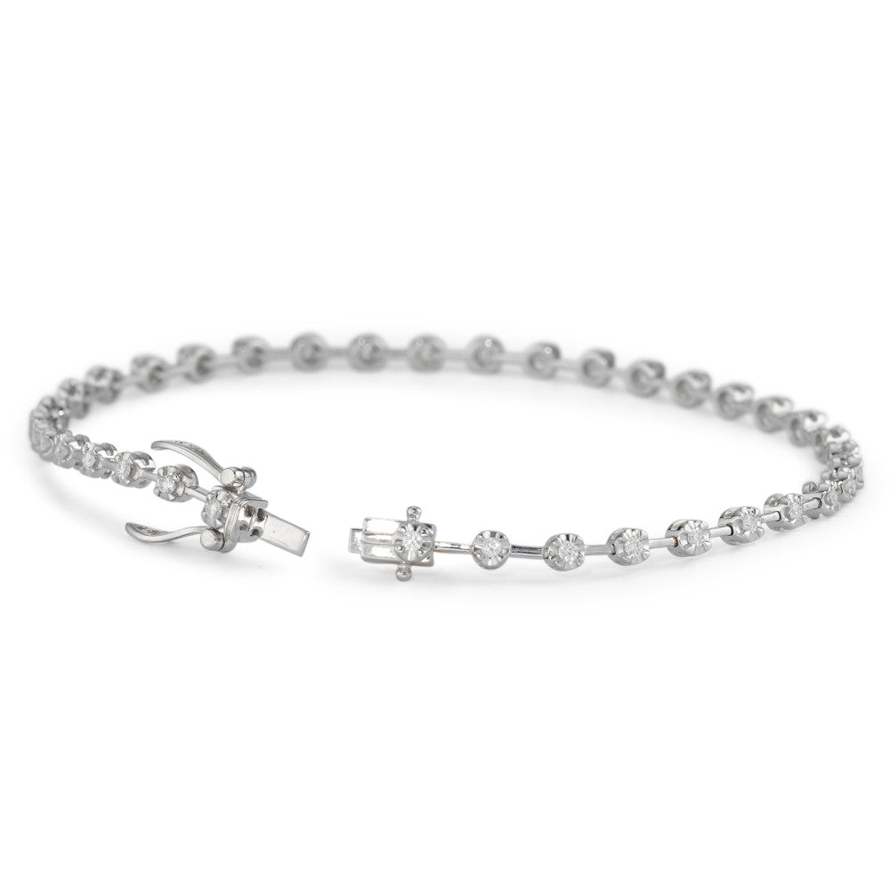 Armband 750/18 K vitguld diamant 0.49 ct, 37 stenar, w-si 18 cm