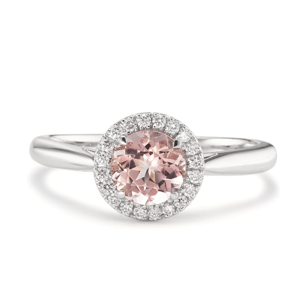 Finger ring 750/18 K vitguld Morganit, diamant 0.11 ct, w-si