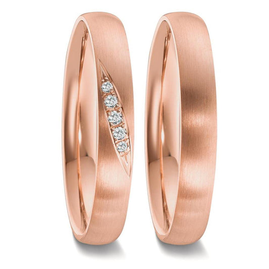 Partnerring 750/18 K rött guld diamant 0.036 ct, 5 stenar, tw-vsi