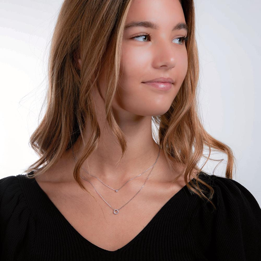 Collier Silver Zirkoniumoxid rodiumpläterad 40-45 cm