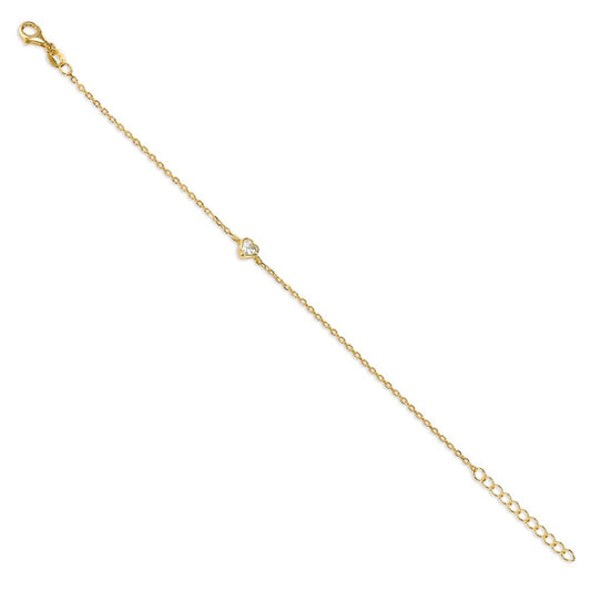 Armband Silver Zirkoniumoxid gul guldpläterad Hjärta 16-19 cm