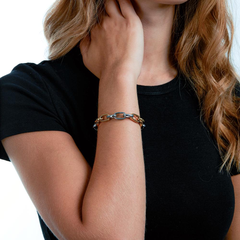 Armband rostfritt stål gul tvåfärgad 21 cm