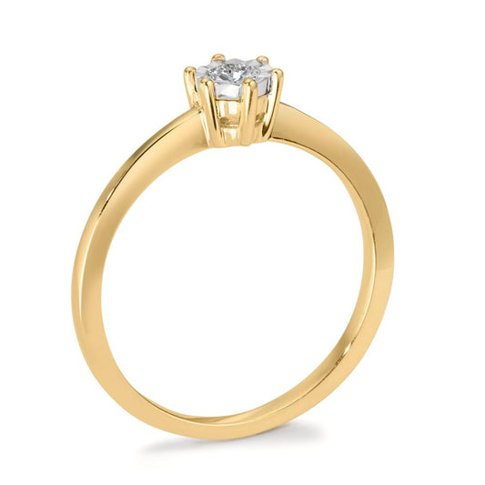 Solitärring 750/18 K gult guld diamant 0.10 ct, w-si tvåfärgad