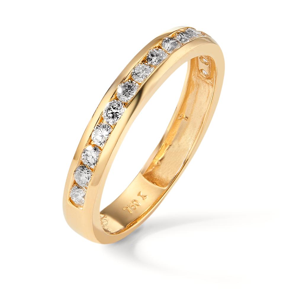 Minnesring 750/18 K gult guld diamant 0.50 ct, 15 stenar, w-si