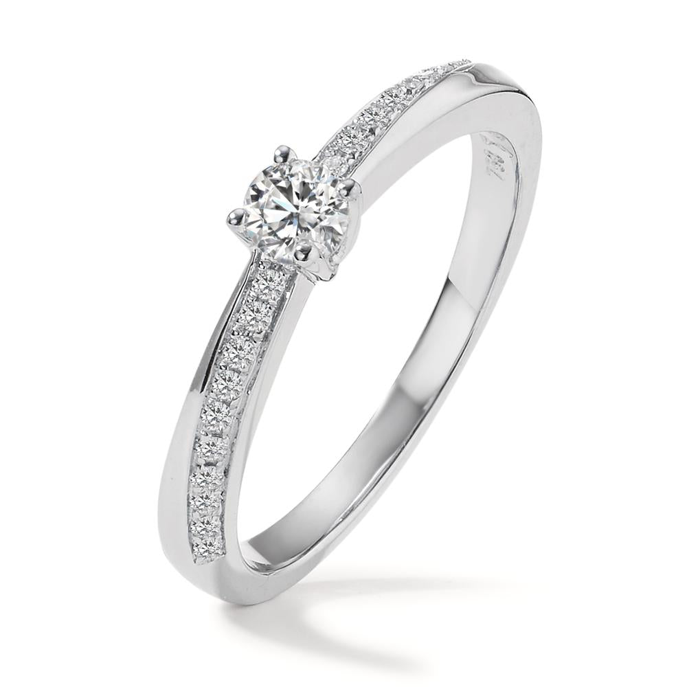 Solitärring 750/18 K vitguld diamant 0.25 ct, 21 stenar, w-si