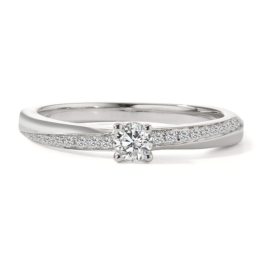 Solitärring 750/18 K vitguld diamant 0.25 ct, 21 stenar, w-si