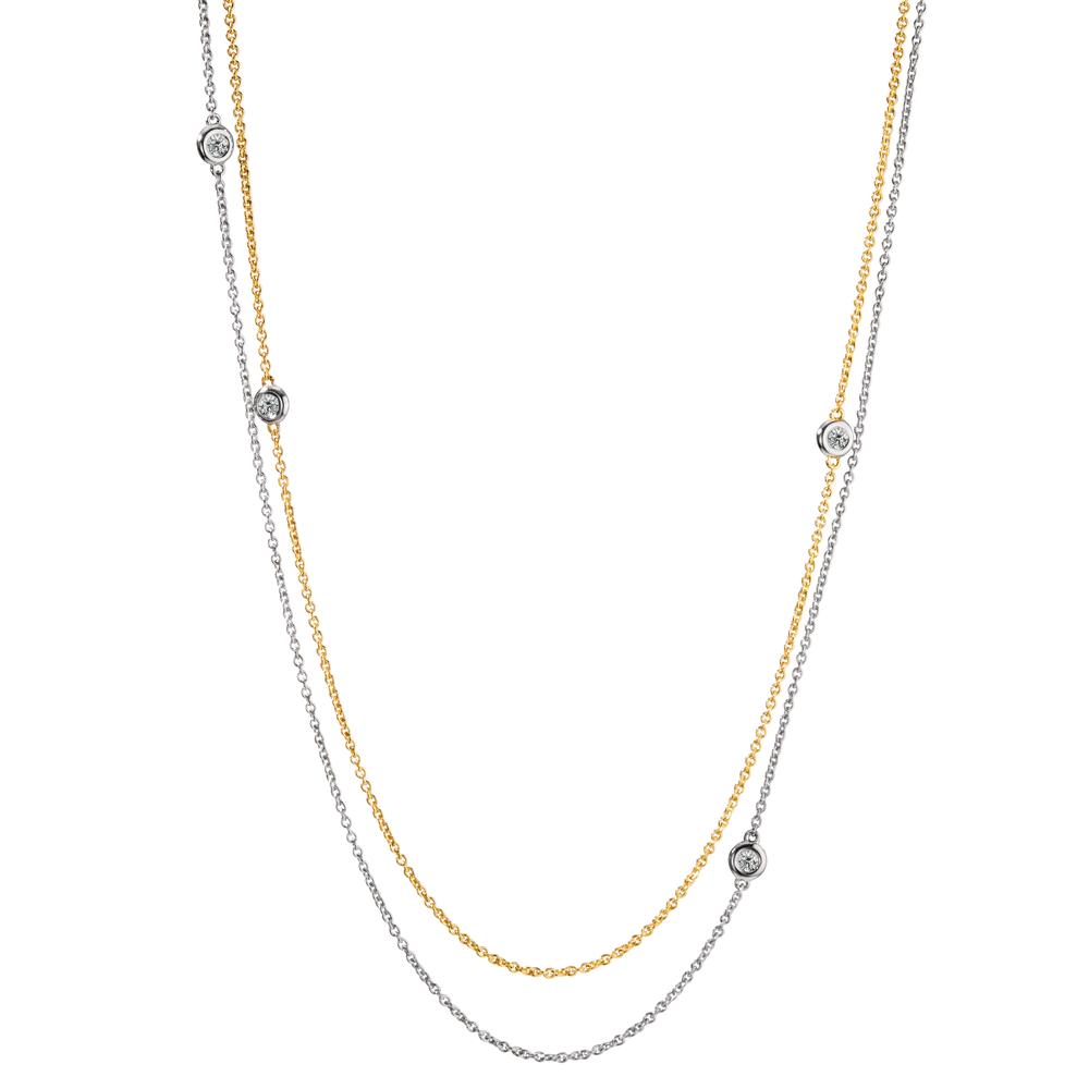 Collier 750/18 K vitguld, 750/18 K gult guld diamant 0.16 ct, 5 stenar, w-si 42-45 cm
