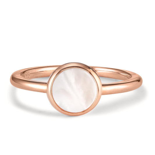 Finger ring Silver guldpläterad pärlemor vit Ø7.5 mm