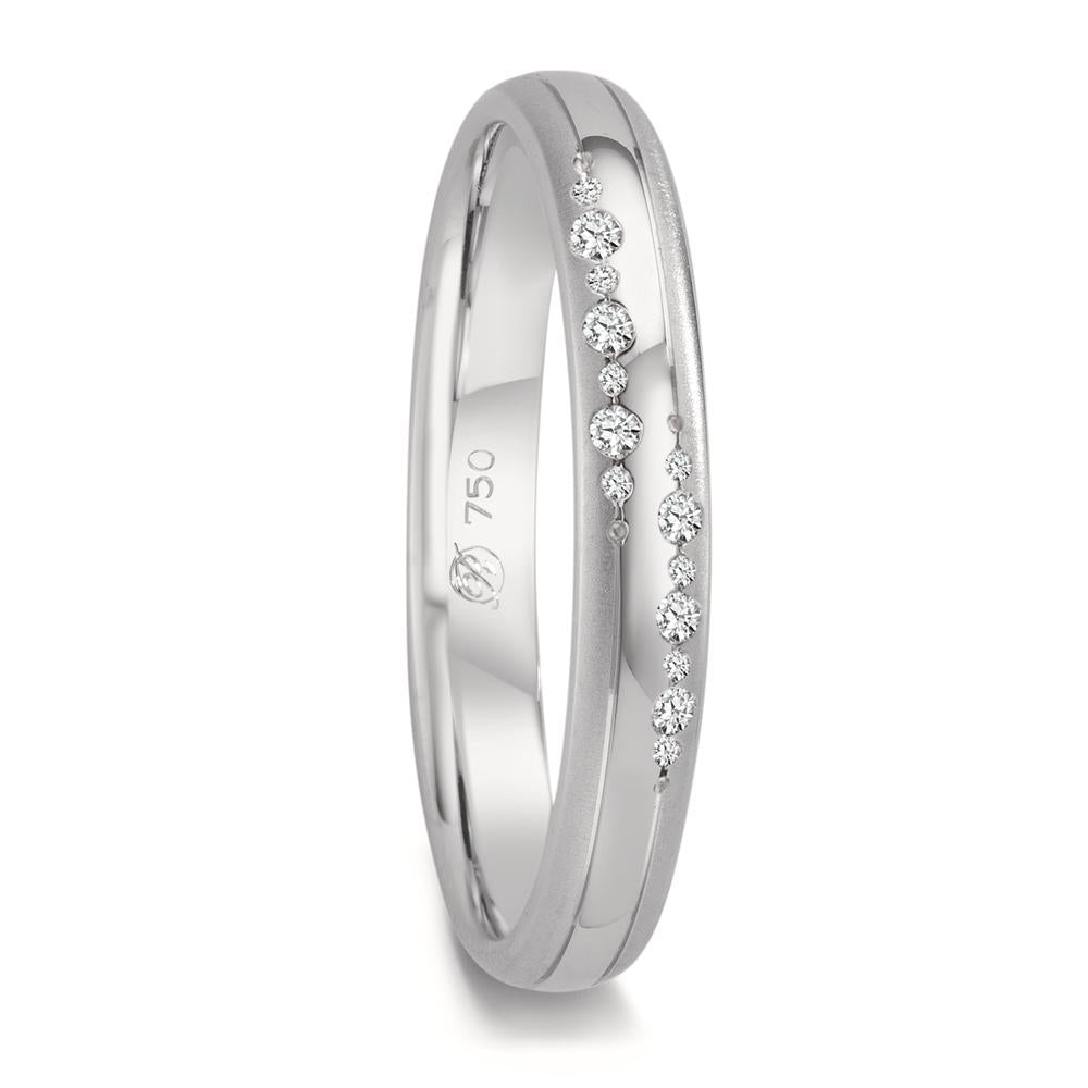 Partnerring 750/18 K vitguld diamant 0.064 ct, 14 stenar, w-vsi