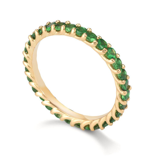 Minnesring 750/18 K gult guld granat grön, 1.20 ct, 30 stenar