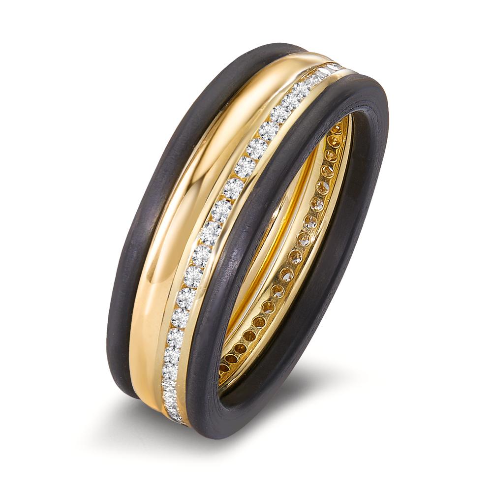 Finger ring 750/18 K gult guld, Kol diamant 0.25 ct, 50 stenar, w-si