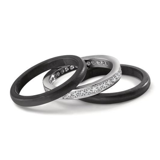 Finger ring 750/18 K vitguld, Kol diamant 0.50 ct, 35 stenar, w-si