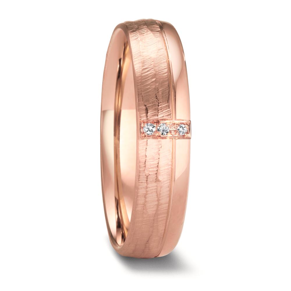 Partnerring 750/18 K roséguld diamant 0.015 ct, 3 stenar, w-si
