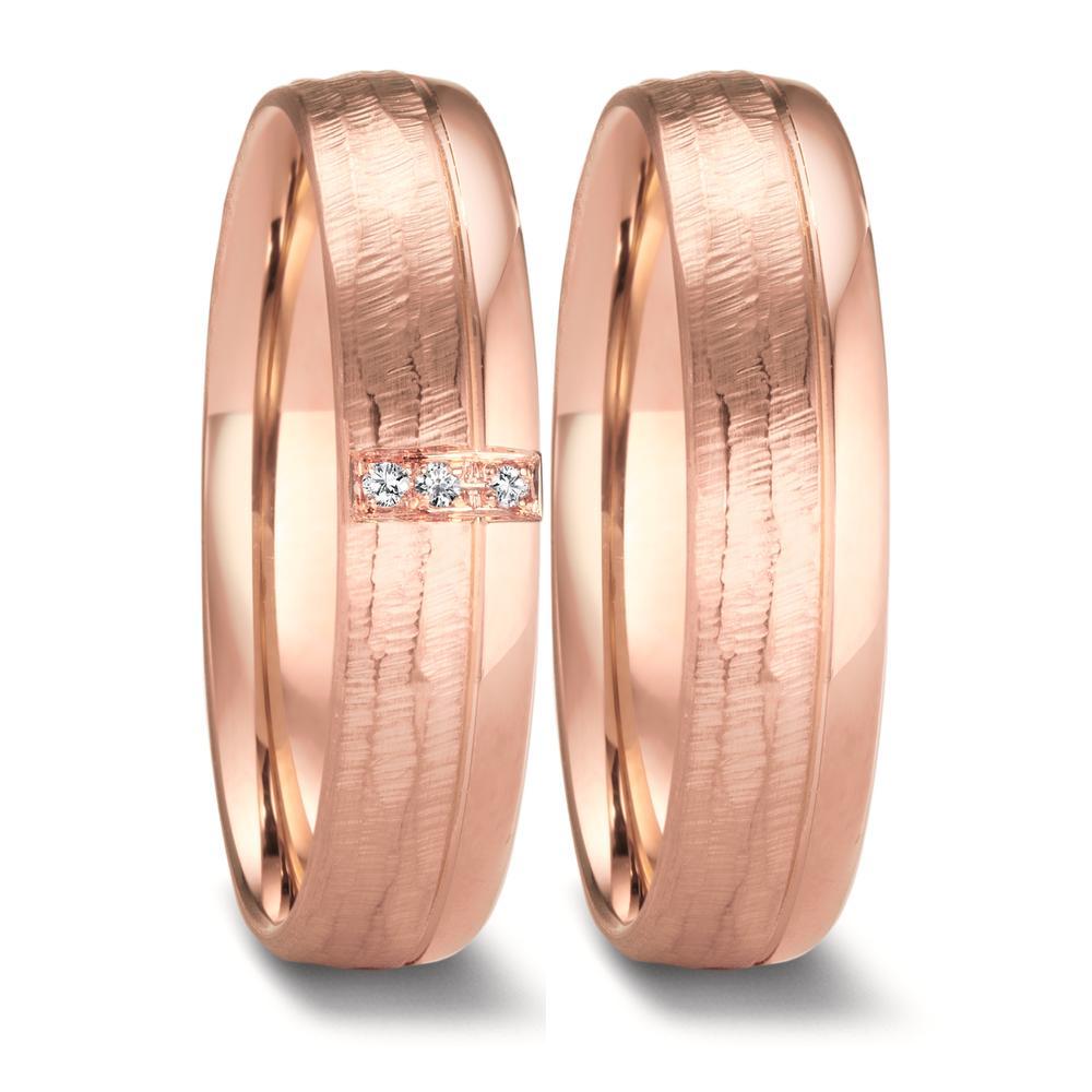 Partnerring 750/18 K roséguld diamant 0.015 ct, 3 stenar, w-si