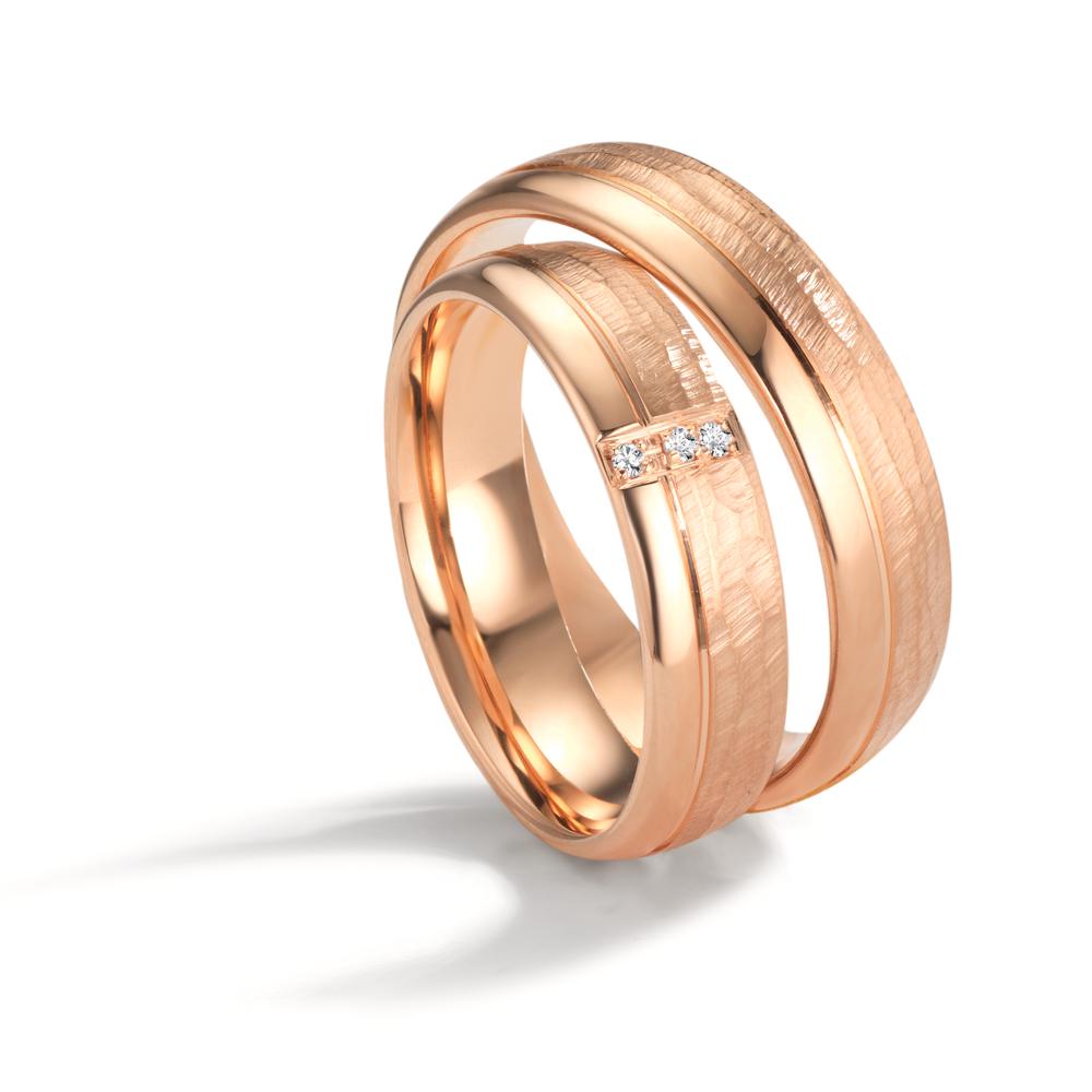 Partnerring 750/18 K roséguld diamant 0.015 ct, 3 stenar, w-si