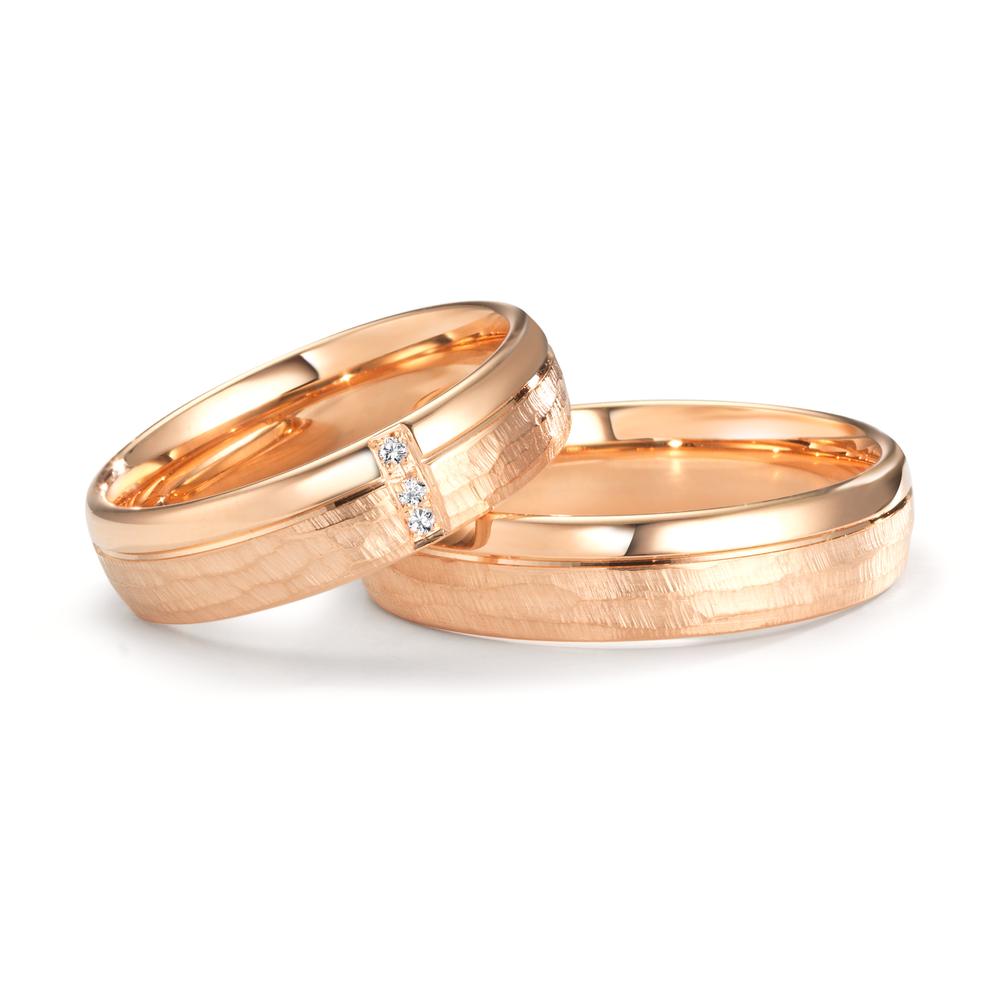 Partnerring 750/18 K roséguld diamant 0.015 ct, 3 stenar, w-si