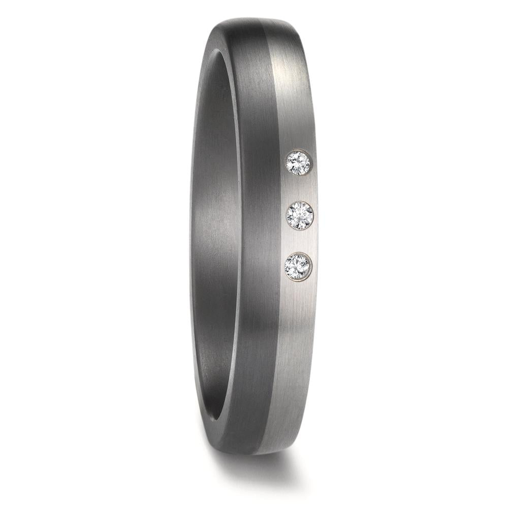 Partnerring 999 Tantal, 950 platina diamant 0.03 ct, 3 stenar, w-si