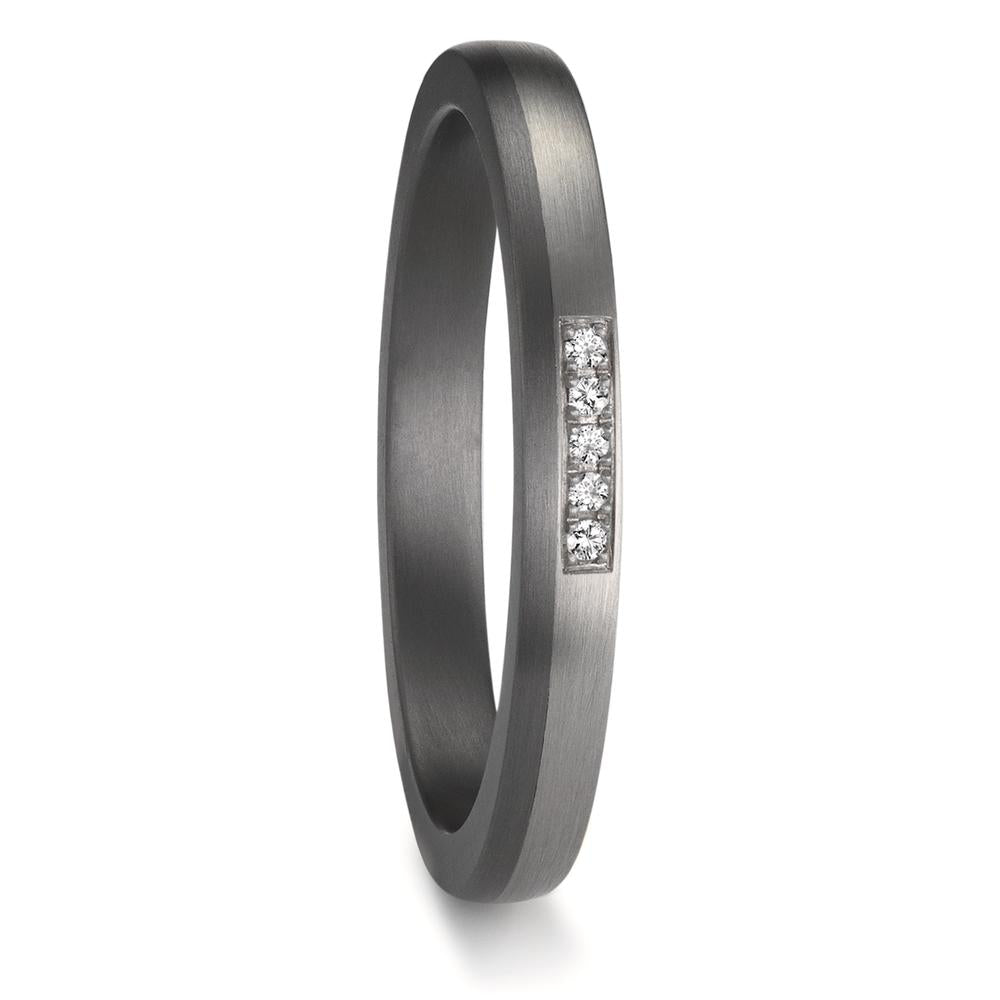 Partnerring 999 Tantal, 950 platina diamant 0.035 ct, 5 stenar, w-si