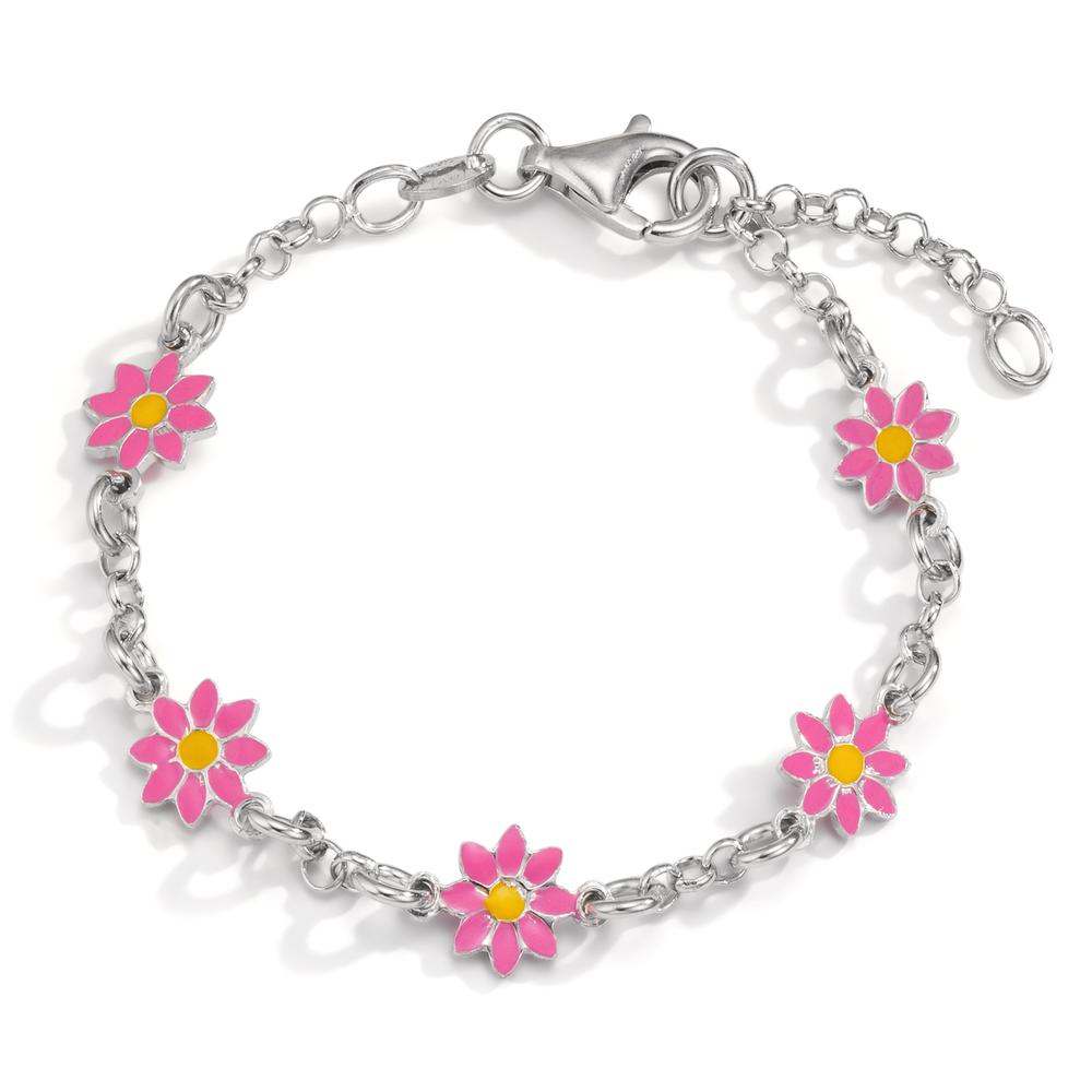 Armband Silver rodiumpläterad blomma 14-16 cm Ø7 mm