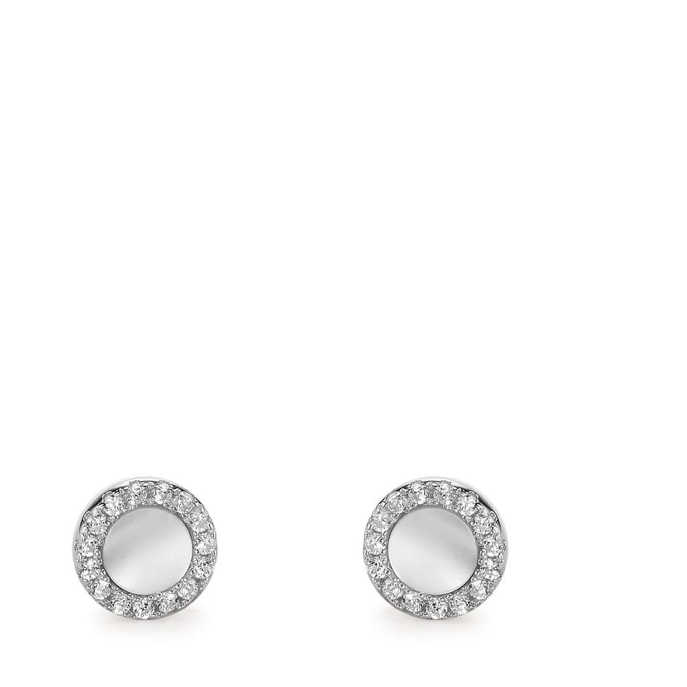 Örhängen med knoppar Silver Zirkoniumoxid rodiumpläterad pärlemor vit Ø6 mm