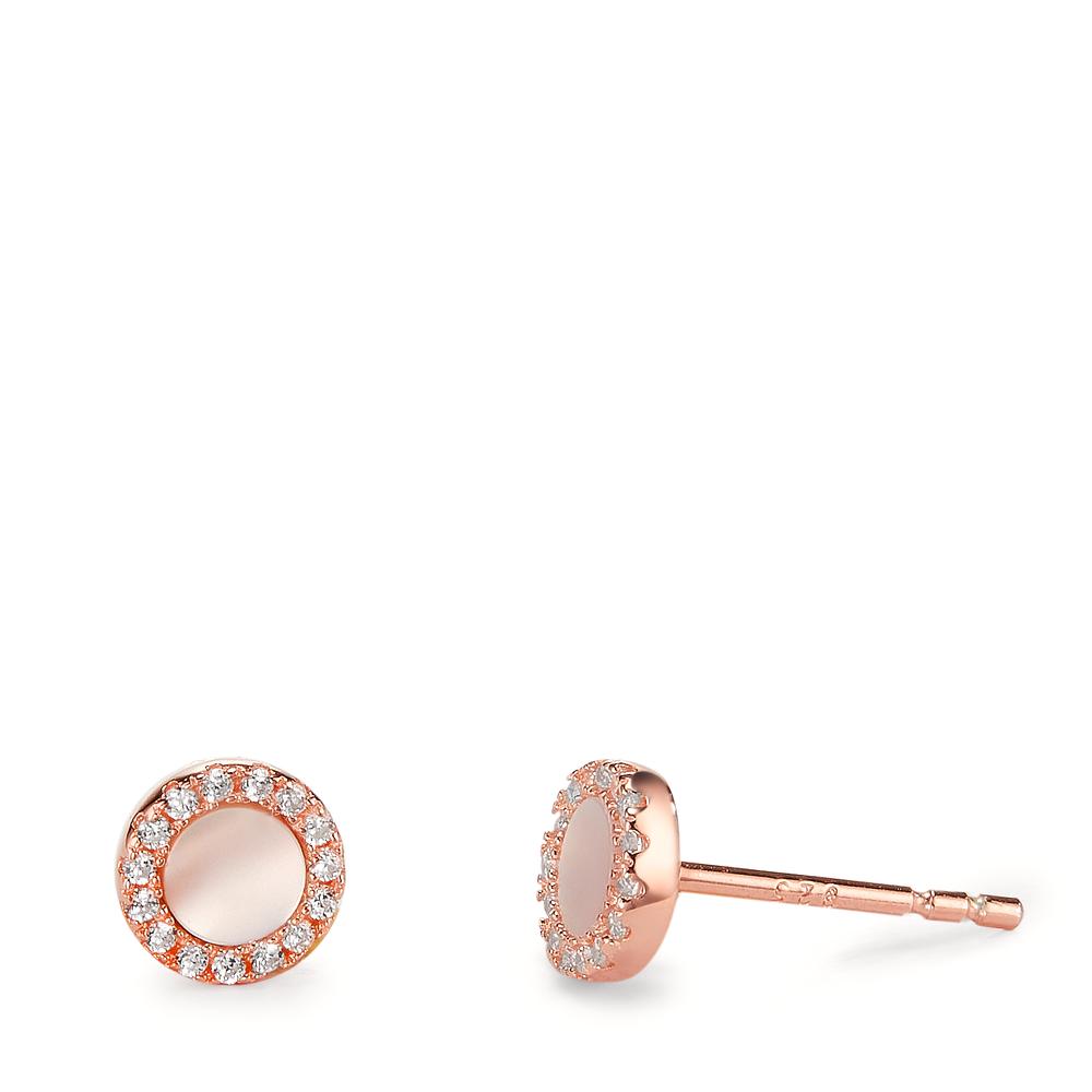 Örhängen med knoppar Silver Zirkoniumoxid ros guldpläterad pärlemor vit Ø6 mm