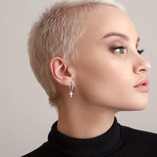 Kreol med krok Silver rodiumpläterad Korsa