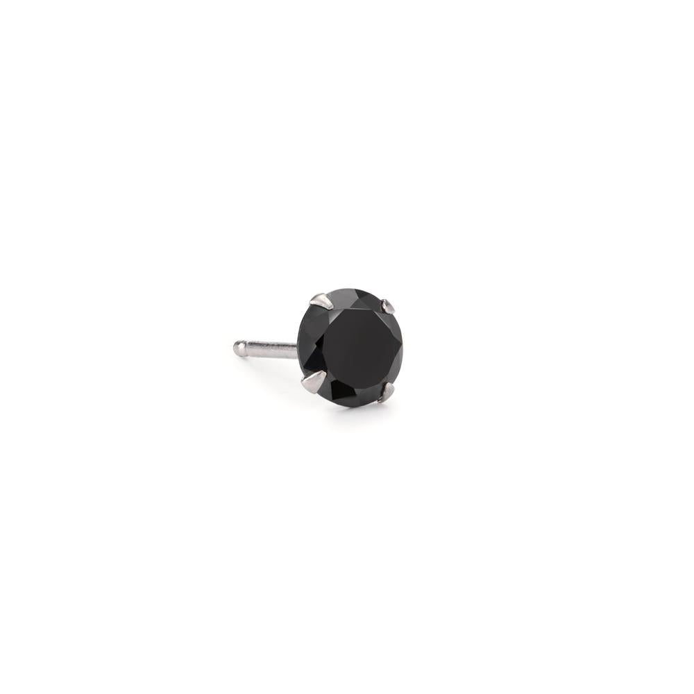Örhängen 1 st Silver Zirkoniumoxid svart Ø7 mm